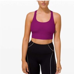 Lululemon Energy Bra Long Line Ribbed B–D Cup magenta purple  - size 8